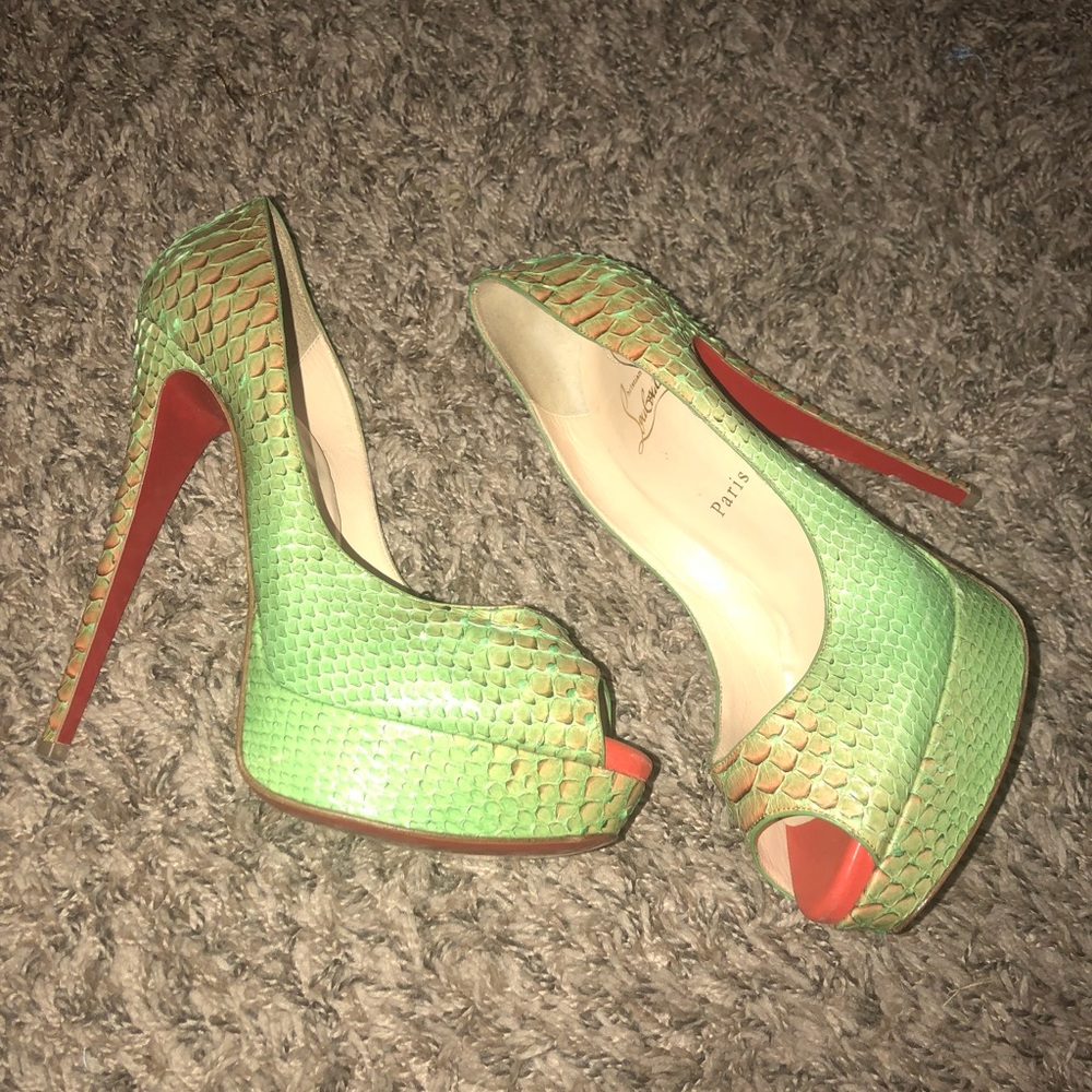 Christian Louboutin Python Platform peep toe pump